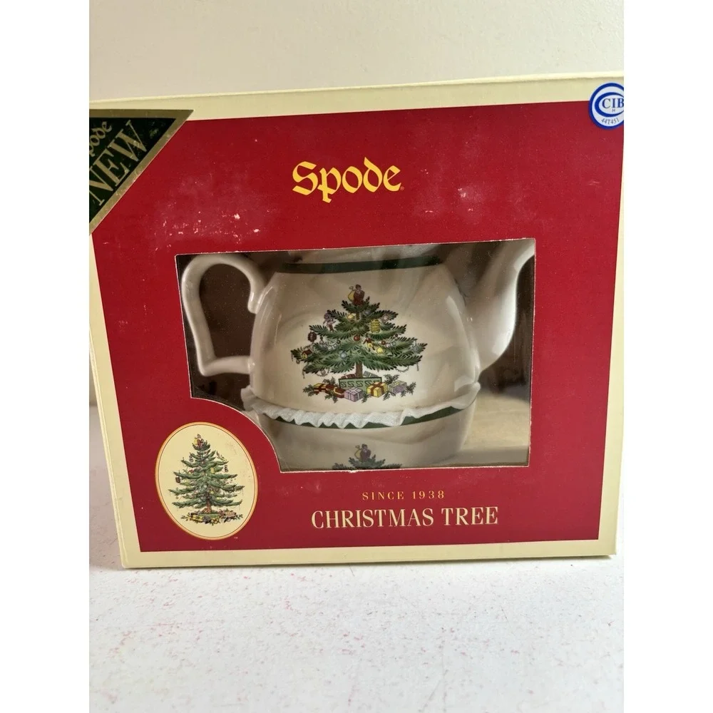 Spode Christmas Tree Cheer Tea For One 3-pc Stacking Tea Pot Cup Set‎ NEW NIB